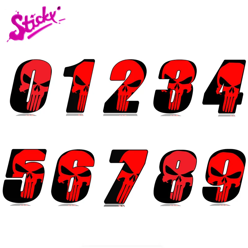 

Furry Sticky COOL PUNISHER Skull Racing Number Car Sticker Decal Decor for Off-road Laptop Window Trunk PVC Stickers