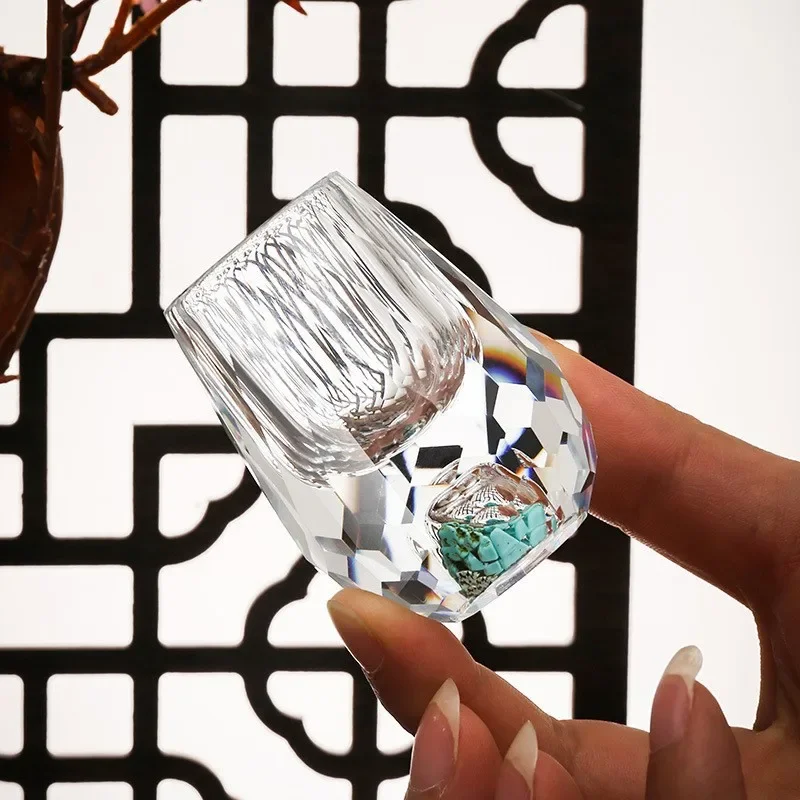 Фото Золотая фольга, маленький бокал для вина, диспенсер для вина Baijiu, коммерческий высококачественный Хрустальный усиленный бокал, набор для зарубежного вина трезвый №3
