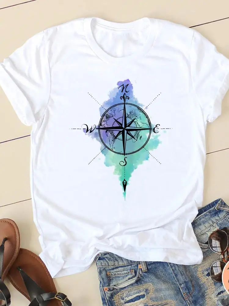 Милая винтажная Повседневная футболка в стиле 90-х с рисунком акварелью женская