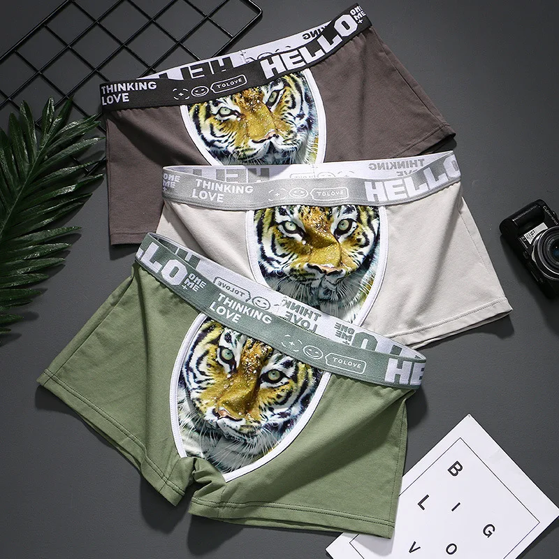 Men's Bengal Tiger Animal Boxer Briefs Shorts Panties Breathable Underwear Homme Fashion Boxers Underpants 3PCS
