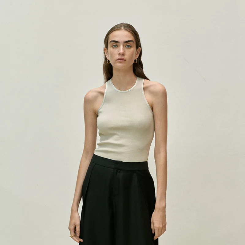 

Новинка, Женский хлопковый жилет VC, Осень-зима 2023, базовые модели, повседневный Универсальный облегающий пуловер без рукавов, топы, женская одежда