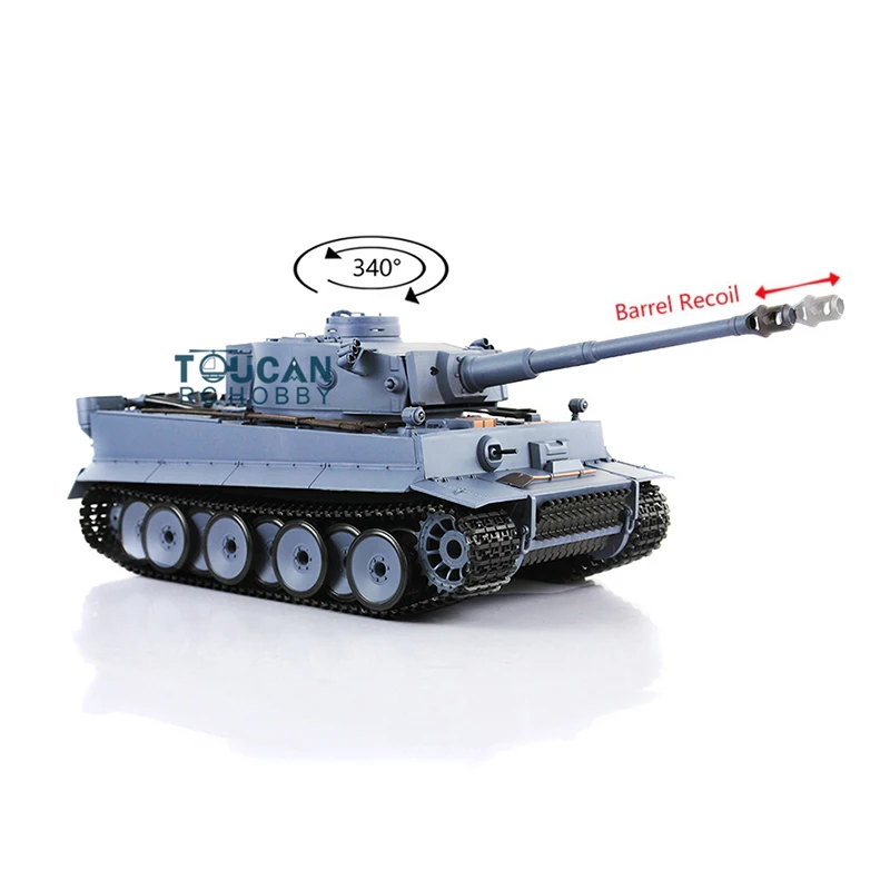 

US Stock Heng Long 1/16 RTR RC Tank 2.4Ghz 7.0 Plastic German Tiger I 3818 Barrel Recoil BBs Shoot Smoke Effect RC Model