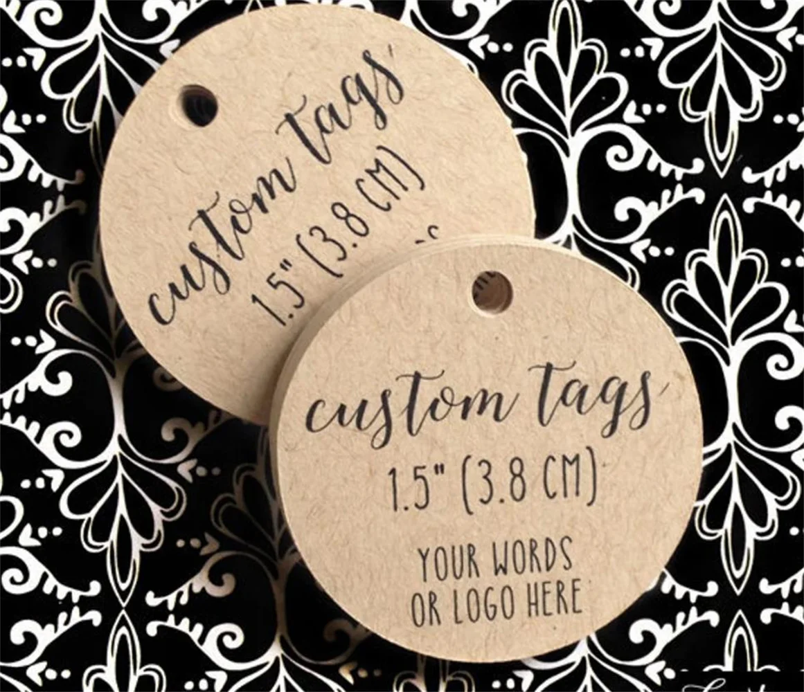 

50pcs custom tags with your text or logo, circle 1.5 inch, favor tags, custom wedding tag, personalized tag, custom words tag, l