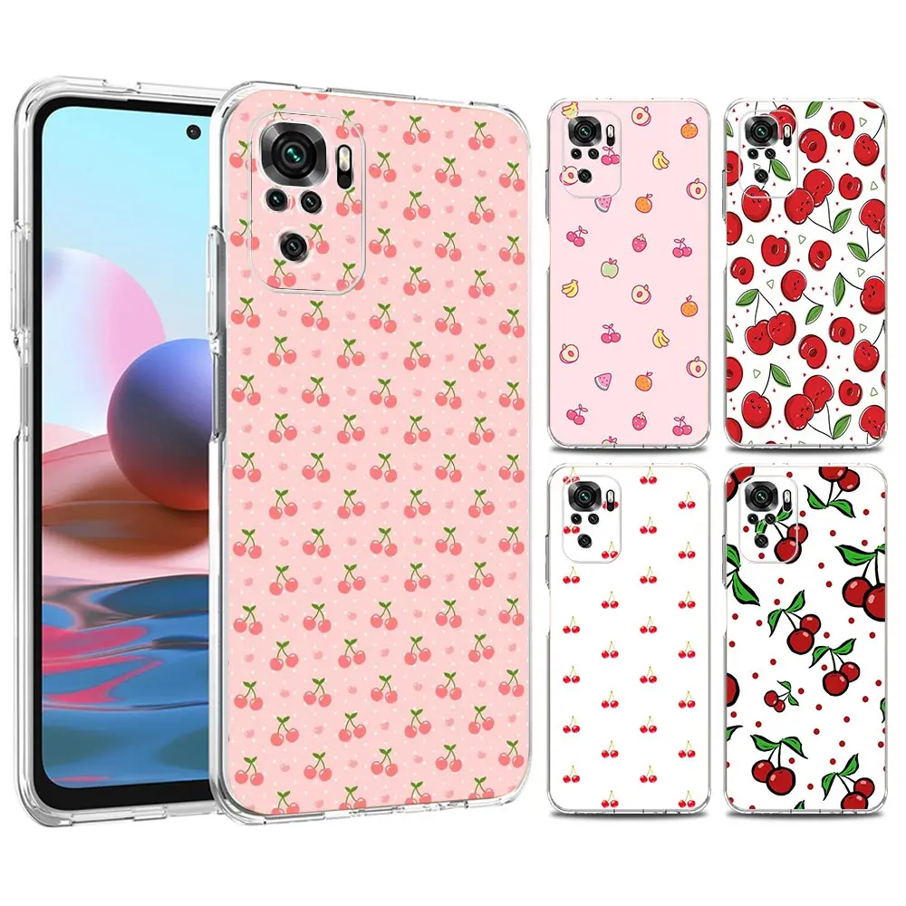 

Cherry Phone Case For Redmi Note 11 Pro 10 10S 9 8 8T K50 K40 Soft Transparent Redmi 9A 9C 9T 7 7A Bags Cover Shell Caso Caso