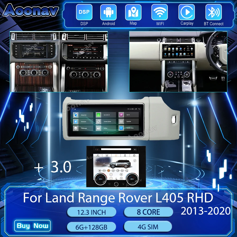 

Автомобильный радиоприемник 128G Android 11 для Range Rover L405 RHD 2013 2014 2015-2020, экран кондиционера, панель 2Din, стерео Carplay