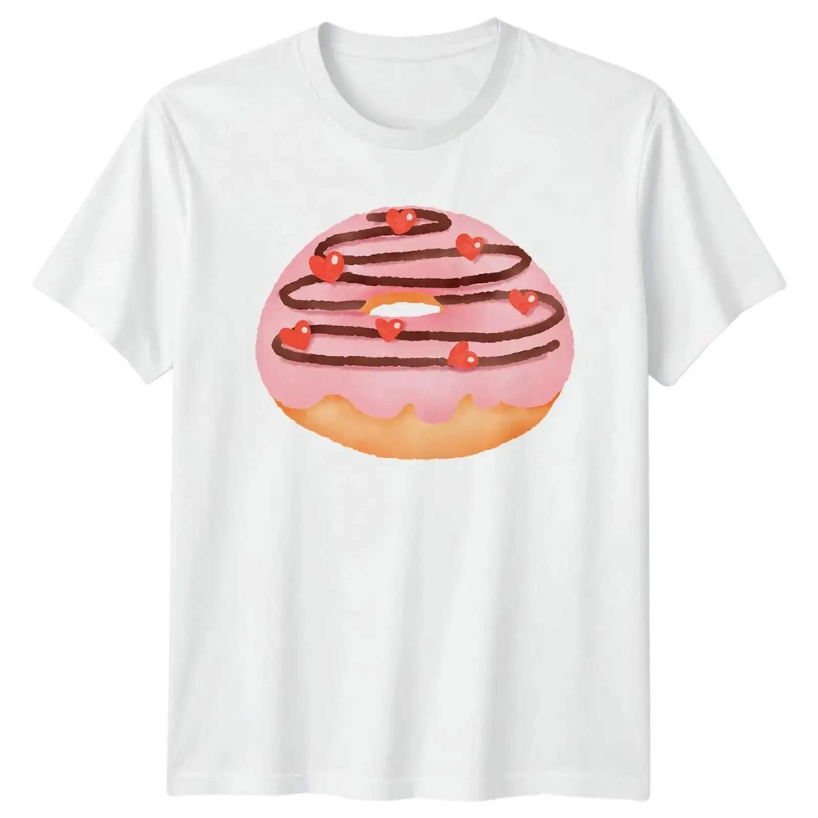 Фото Футболка унисекс Rosa Donut Herzen Valentinstag с графическим принтом, винтажная, с эффектом потертости, стильная, эластичная, удобная №1