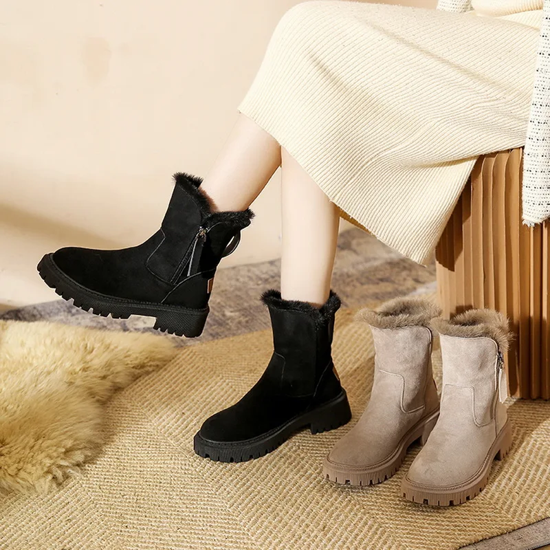 Winter Boots Women Shoes New Platform Warm Fashion Snow Boots Size 42 Punk Shoes Plush Chunky Boots Non-Slip Botas De Mujer