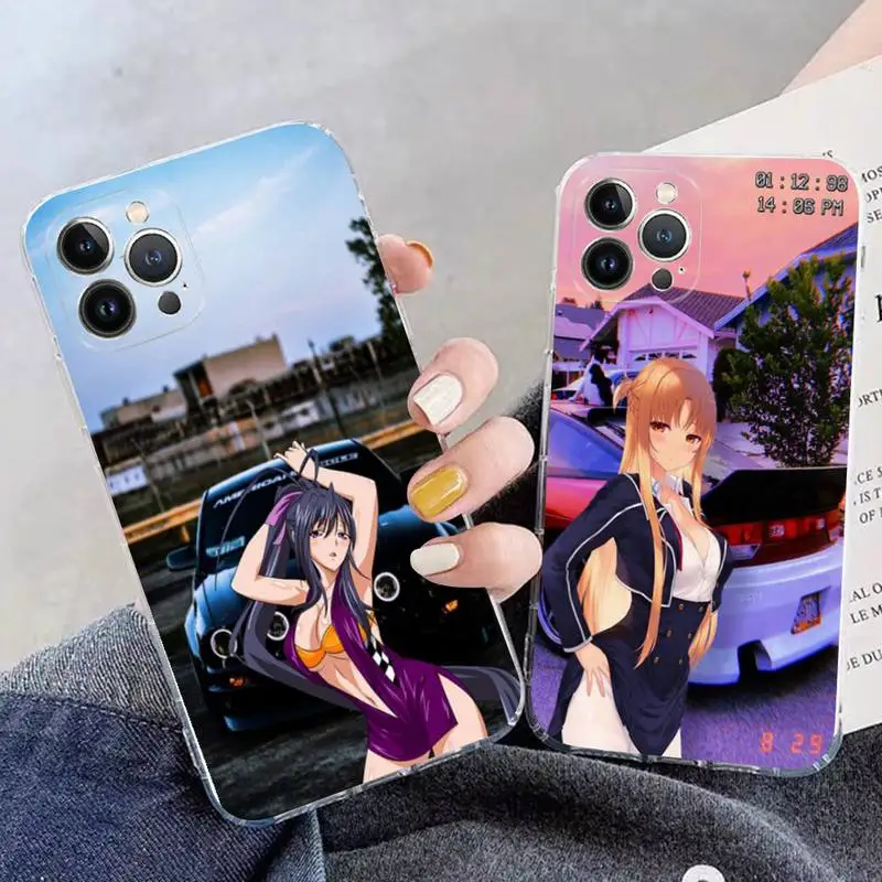 

Anime Girl JDM Sports Car Drift Phone Case for iPhone 11 12 13 Mini Pro Max 8 7 6 6S Plus X 5 SE 2020 XR XS Case shell