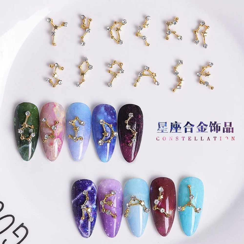 

12 Lattice Nail Alloy Ornaments Nail Turntable Twelve Constellation Series Constellation Alloy Ornaments