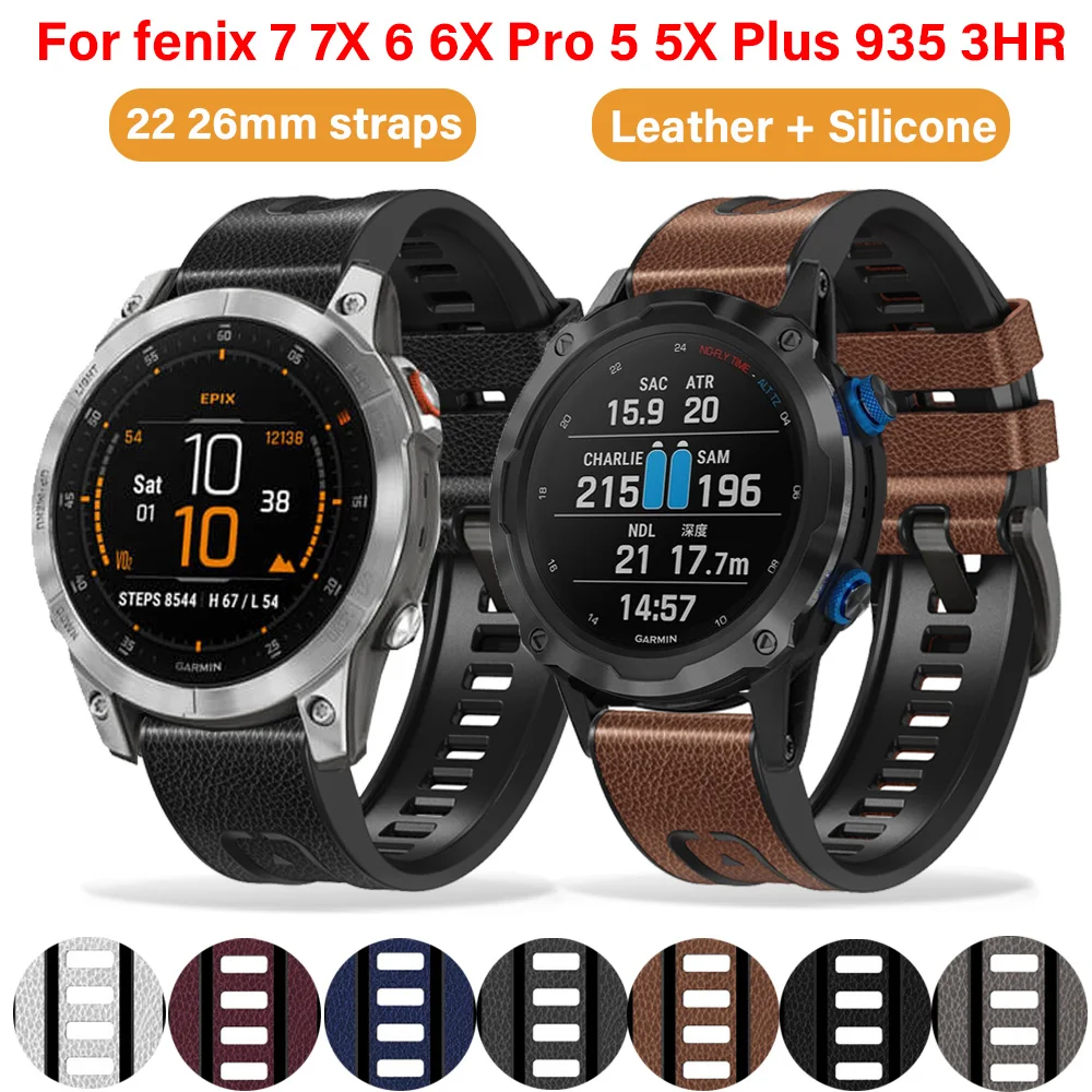 

Кожаный ремешок для наручных часов, ремешок для Garmin Fenix 5/5X/5S 6/6X/6S 7S 7 7X, умный браслет 20 22 26 мм, легко устанавливаемый ремешок для наручных часо...