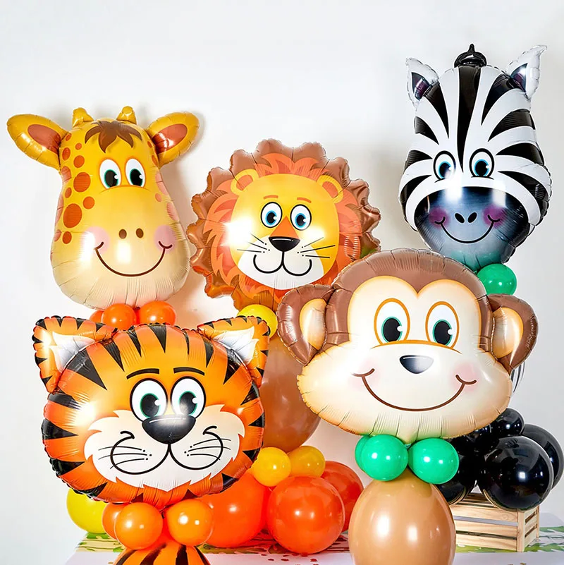 

6pcs Safari Birthday Party Animal Foil Ballons Jungle Zoo Theme Party Helium Air Balloon Kids Birthday Party Decorations Globos