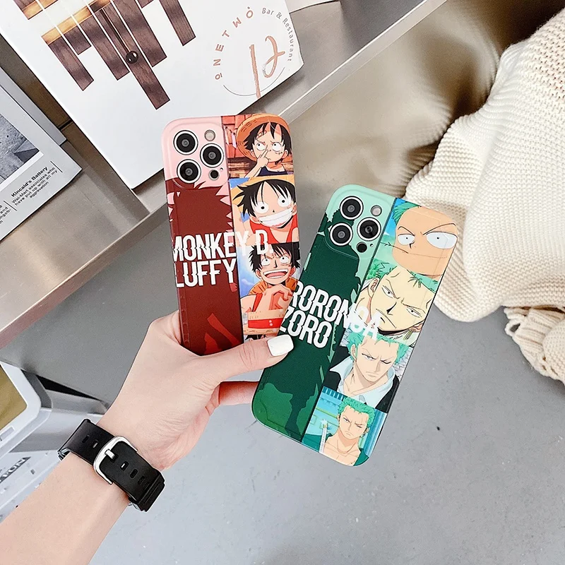 

Anime Luffy Zoro Green Red Phone Case Cover for IPhone 7 8 Plus 11 12 13 Pro X XR XS Max Shockproof Case for IPhone 13 Cases