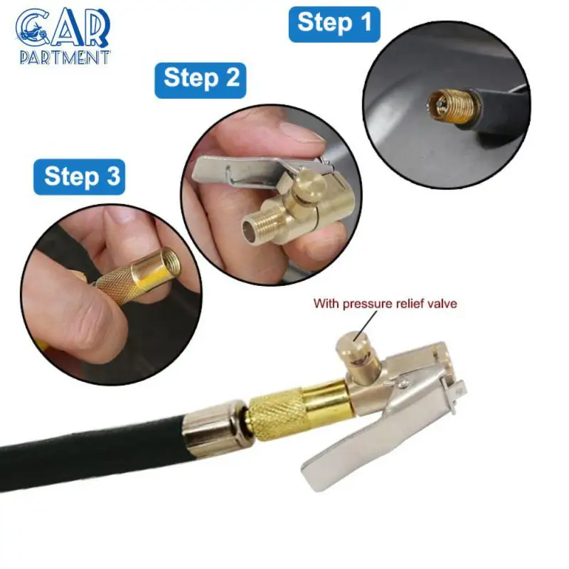 

Copper Car Air Pressure Gauge Pump Nozzle Portable Durable Inflatable Tube Clip Air Nozzle Universal Inflatable Clip