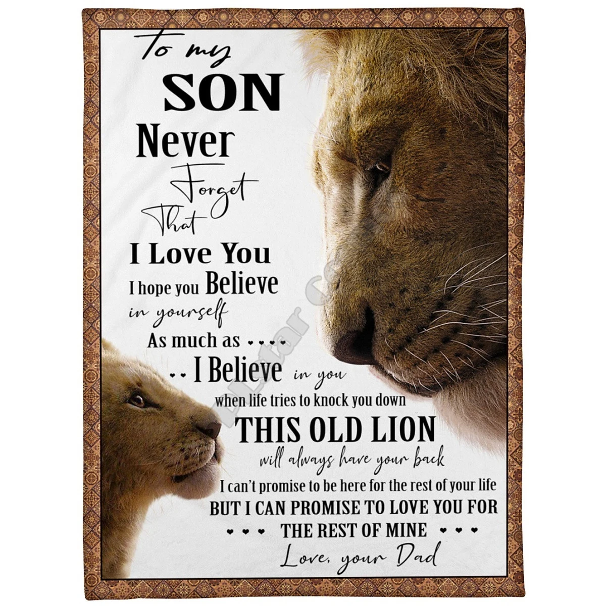 

To My Son Never Forget I Love You Dad Lion Fleece Blanket 3D printed Wearable Blanket Adults/kids Fleece Blanket