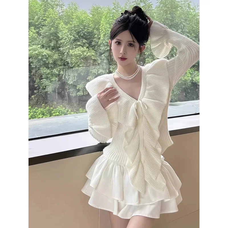 Женский свитер с длинным рукавом вязаный Топ во французском стиле