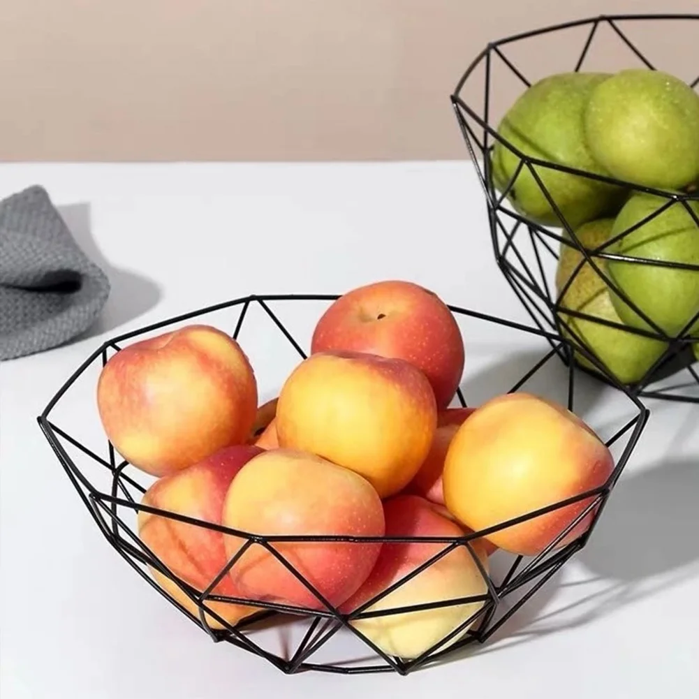 

Iron Fruit Basket Fruit Container Bowl Home Creative Snacks Bread Storage Drain Basket Table Snacks Display Tray