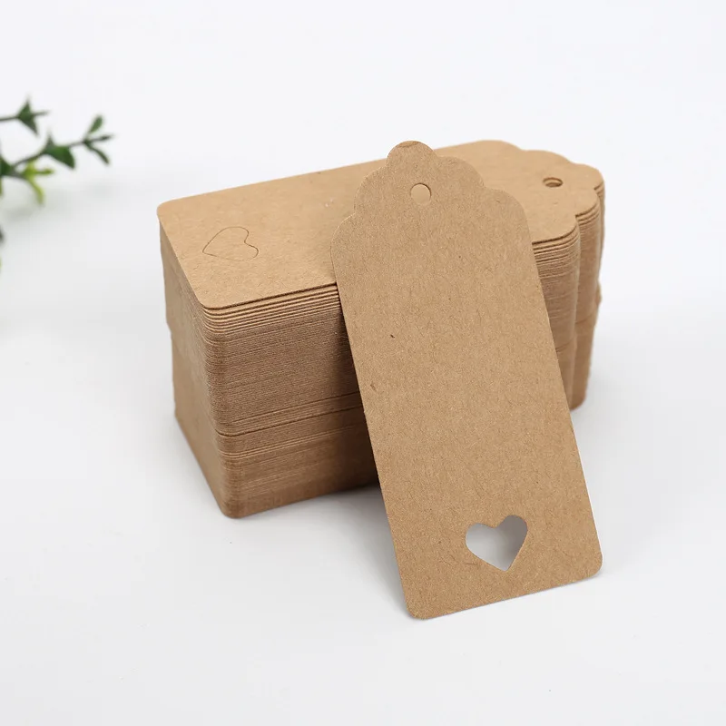 Открытые бирки в форме сердца из крафт-бумаги, белые, черные подарочные карты, этикетки для чемоданов, сумок, свадебных заказов, пустая цена, подвесной бирка, декор 9x4 см, 100 шт.