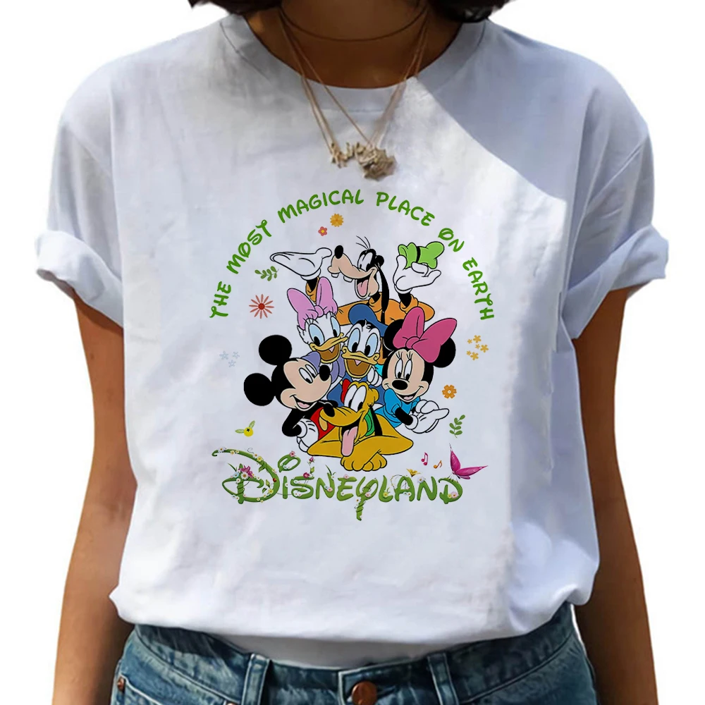 Disneyland Mickey and Friends Print T Shirt Women 2023 New Fashion Aesthetic Clothes Short Sleeve Disney T-shirt Female Harajuku