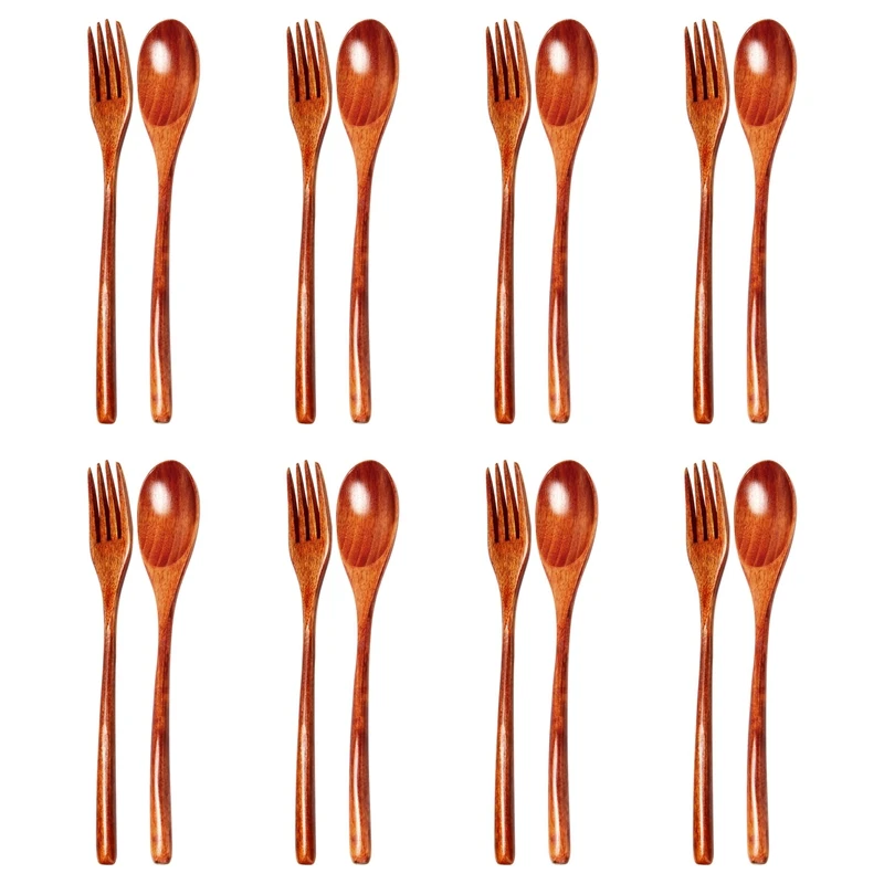 

16Pcs Wooden Spoons Forks Set Including Wooden Spoons And Wooden Forks Japanese Wooden Utensil Set Reusable Handmade