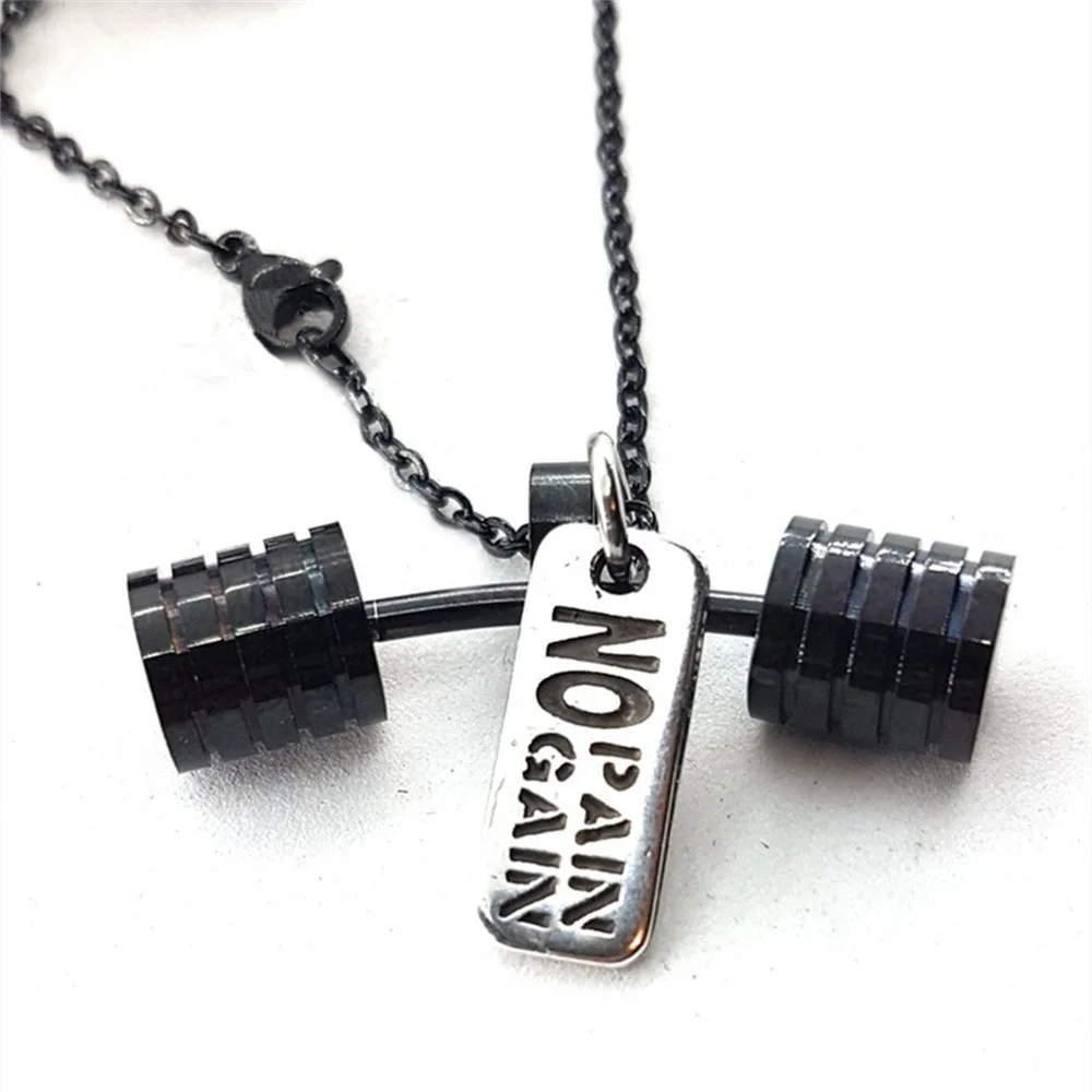 

10pcs Necklace Strongman Workout Black Barbell & Motivational Word Bodybuilding Gym motivation FitnesJewelry Crosstraining
