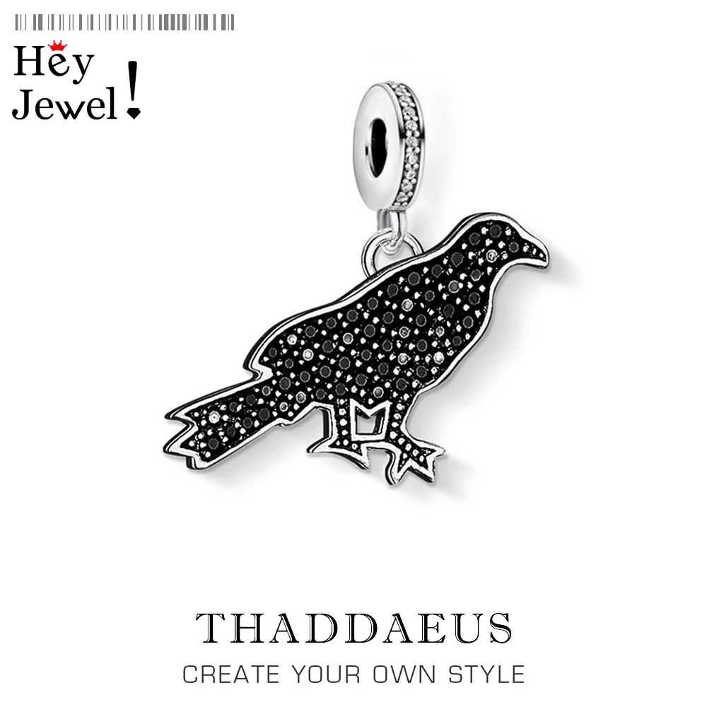 

Crow Raven Charm Pendant 925 Sterling Silver New DIY Jewelry Vintage Accessories for Women Men Fit Bracelet