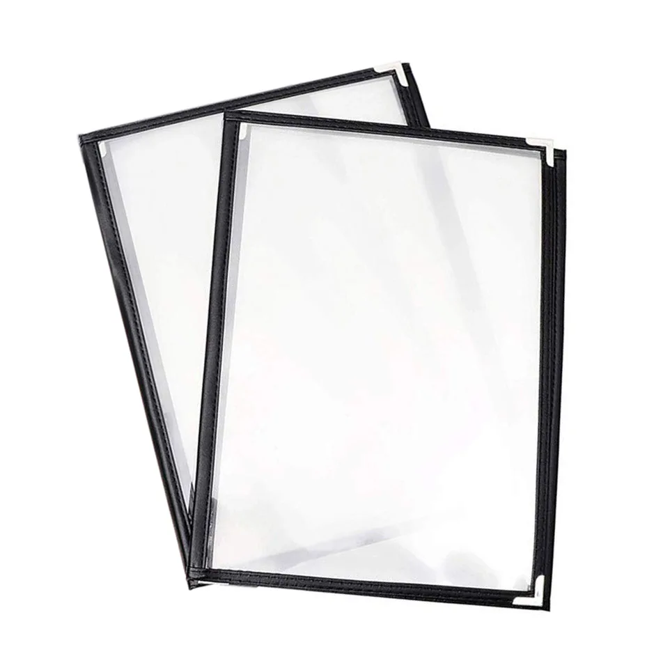 

2Pcs Transparent Restaurant Covers for A4 Size Book Style Cafe Bar 3 6
