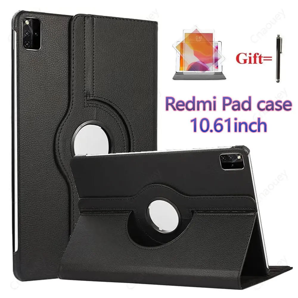 Funda Case for Xiaomi Redmi Pad 2022 10.61inch PU Leather Cover Sleep Wake Function 360 Rotating Stand Case Coque Gift Pen