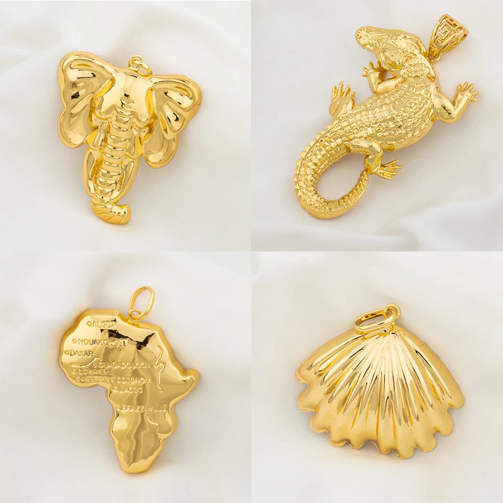 

Gold Plated Pendant Necklace for Women Man Fashion Pharaoh Crocodile Pattern Copper Jewelry Accessories Engagement Anniversary
