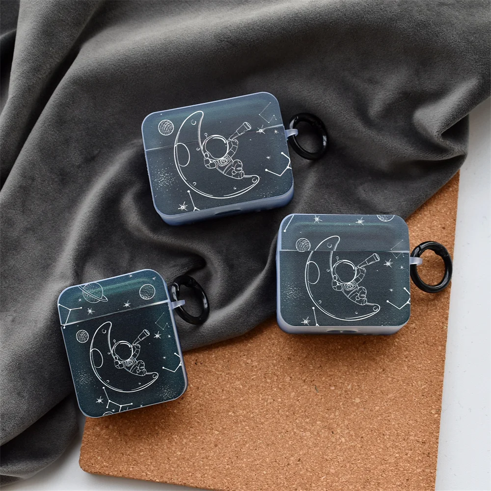 Купи Creative Dark Blue Long-looking Space Square Anti-fall Earphone Case for Airpods 2 3 Pro Pro2 Necklace with Hook and Neck Shell за 432 рублей в магазине AliExpress