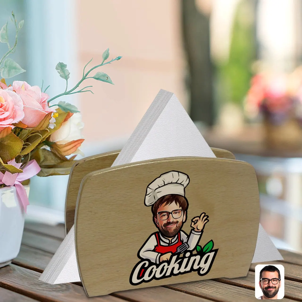 

Роскошный деревянный держатель для салфеток с персонализированной мужской поварской карикатурой-14 качественный богатый подарок аксессуа...