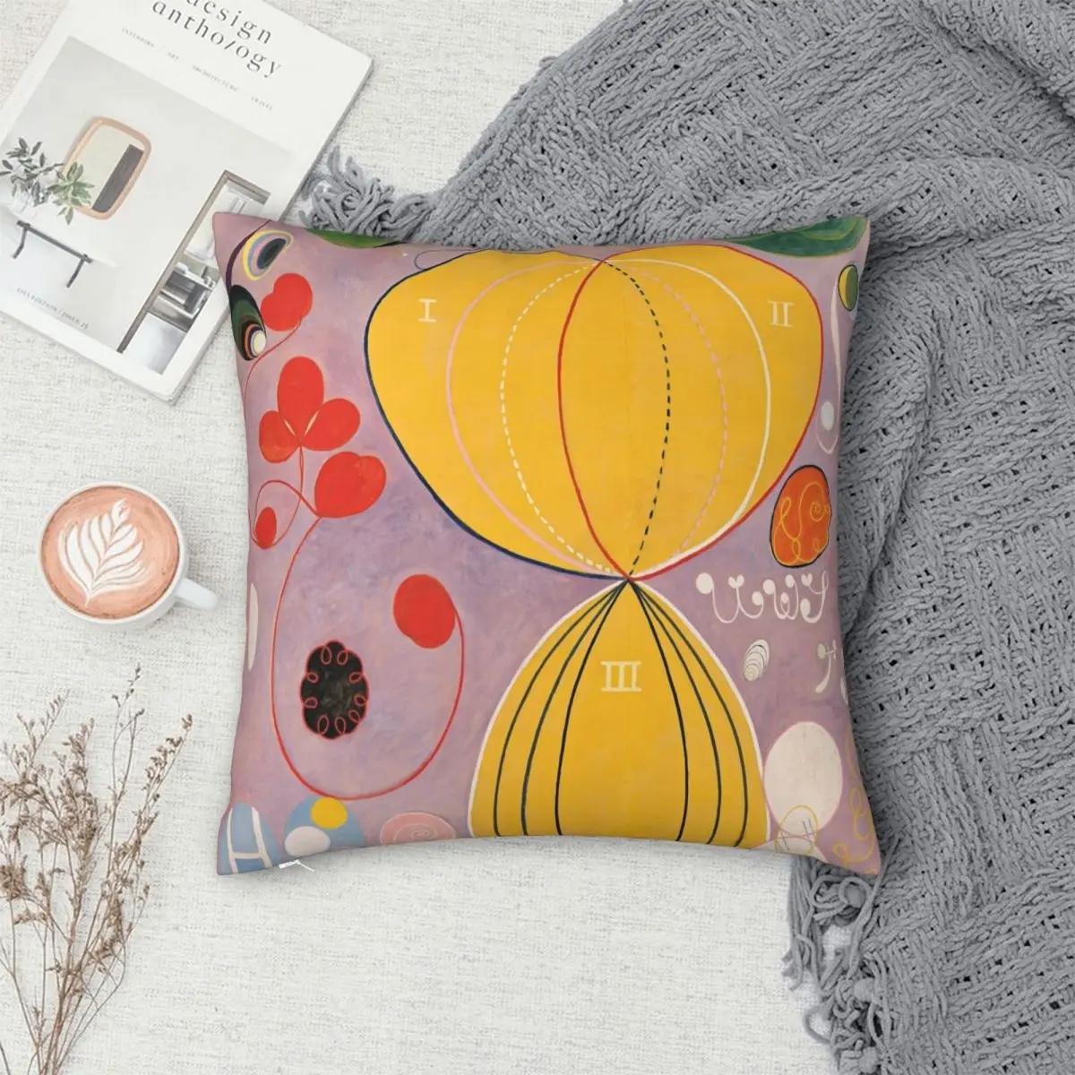 Квадратный чехол для подушки Hilma Af Klint полиэстеровый льняной бархатный с принтом