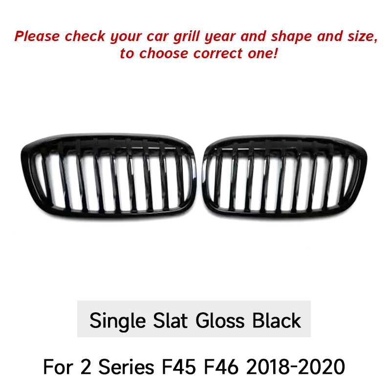 

Передняя сетчатая решетка автомобиля Racing Grill для BMW 2 серии F45 F46 Tourer 2014-2020 PRE-LCI Глянцевые черные решетки для почек Передняя решетка капота