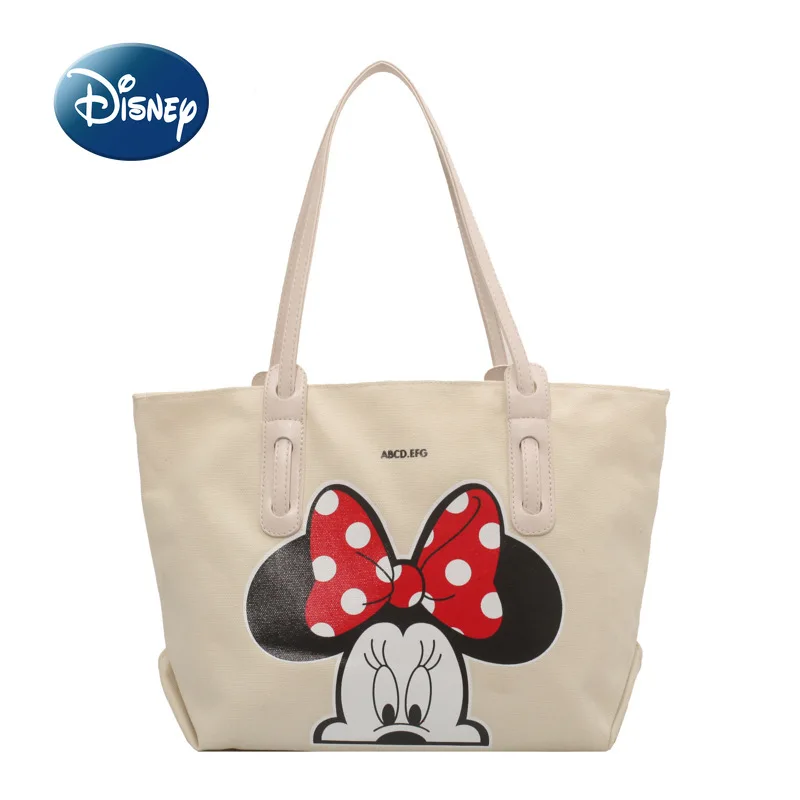 Disney's New Mickey Canvas Bag Cartoon Cute Women's Handbag Luxury Brand Women's Shoulder Bag Large Capacity Fashion Storage Bag