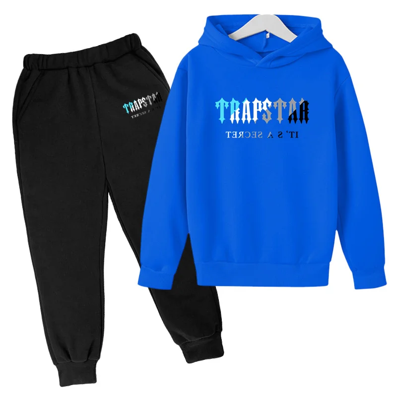 2023 New Brand Trapstar Printed Tracksuit Boys And Girls 2PCS Hoodie Sweatshirt+Pants  Jogging Suit 4-11 Years Kids Clothes