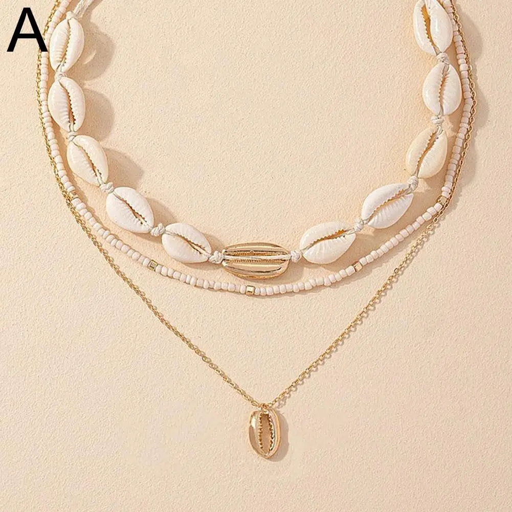 Ожерелье-чокер в стиле бохо A3D9 из акриловой ракушки с подвеской камня аксессуары