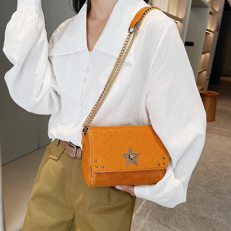 Cow Leather Large-capacity Handbag Business Leisure Envelope Bag 2023 New Rivet Leather Single-shoulder Cross-body Bag For Women