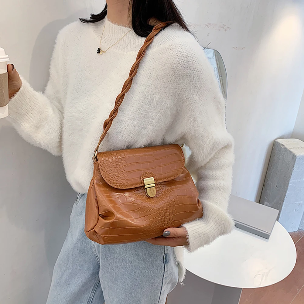 

Youth Ladies Simple Versatile Bag Alligator Pattern Crossbody Shoulder Bag Women Fashion PU Messenger Phone Purse