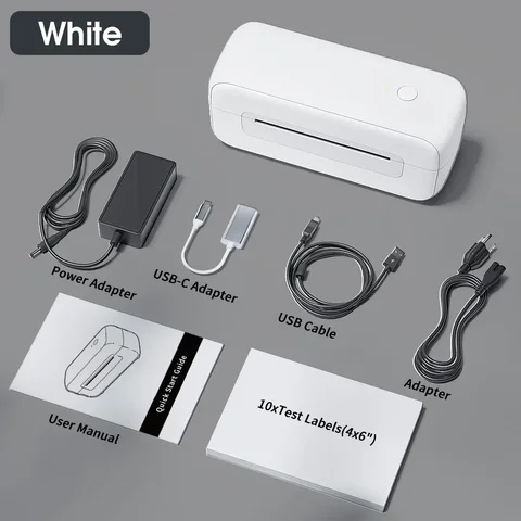 PM246S Bluetooth-термопринтер этикеток — портативный размер A6 для доставки и адресных тегов через USB-подключение для тестовых этикеток доставки