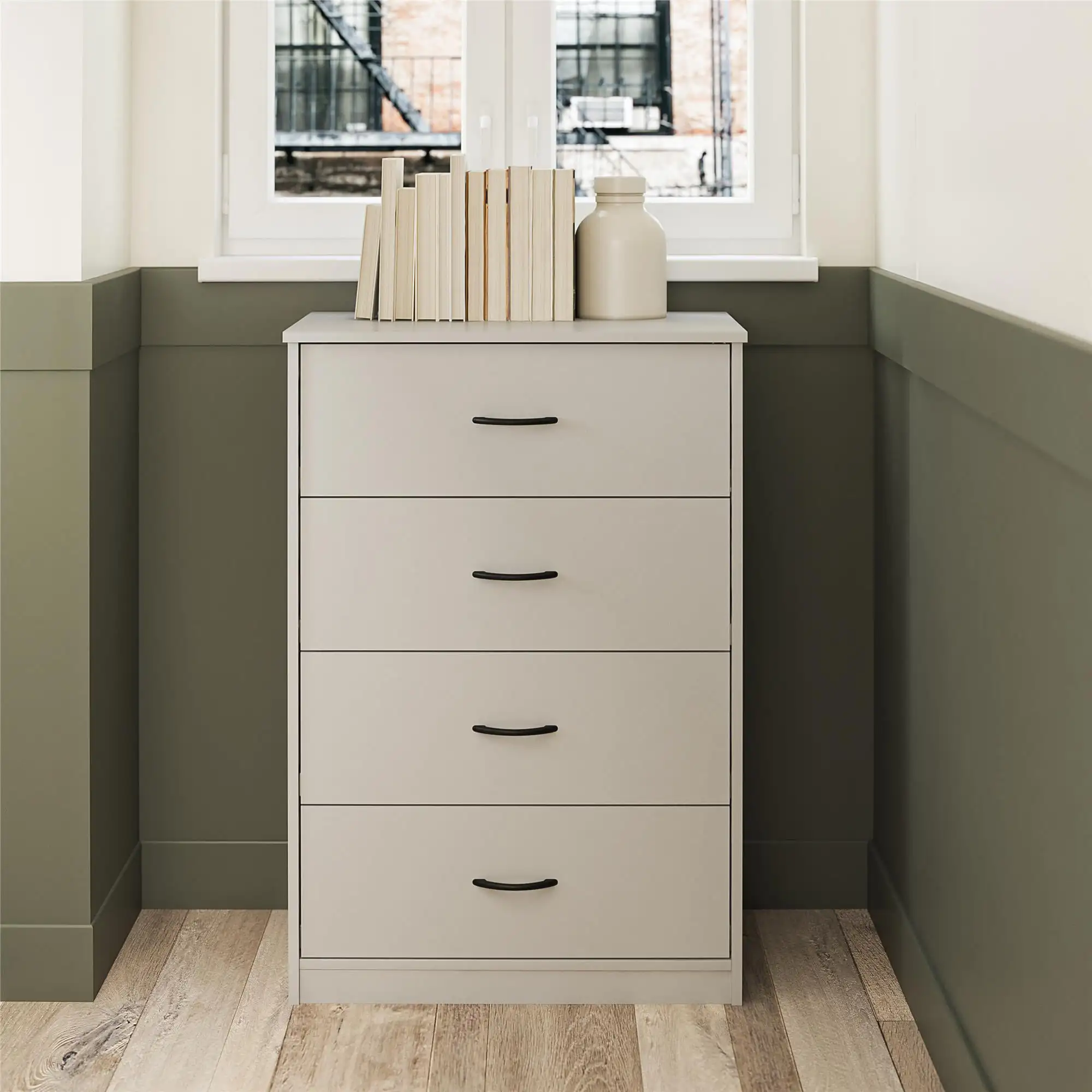 

Classic Dove Gray Bedroom Dresser 4 Drawer Mainstays Storage