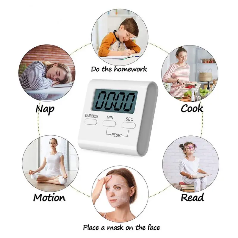 

Kitchen Timer Retractable Bracket Clear Numbers Digital Kitchen Timer Low Energy Consumption Cooking Baking Sport Alarm Timer