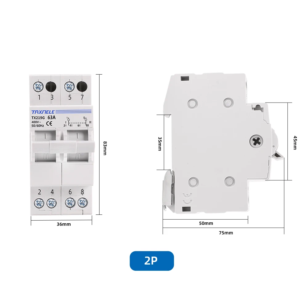 2P 40A 63a MTS Двойной источник питания ручной переключатель изоляции блокировки