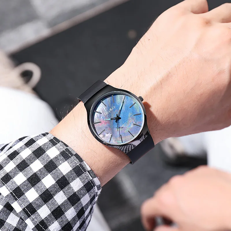 

Watch for Men Newest Colorful Ceramic Dial Rubber Strap Quartz Watches Fashion Casual Simple Sports Military Mens Watches Reloj