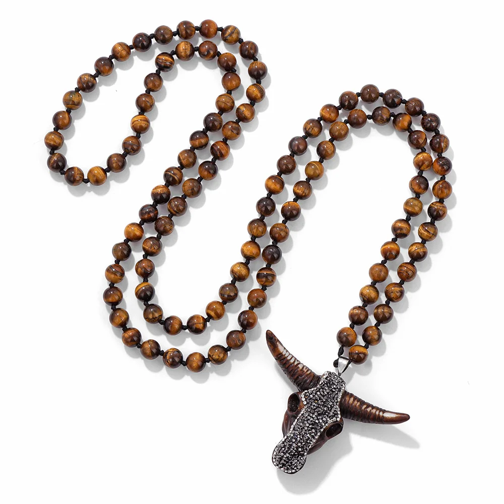 Винтажное ожерелье с подвеской из бусин Мала 108 натуральный камень ручной работы