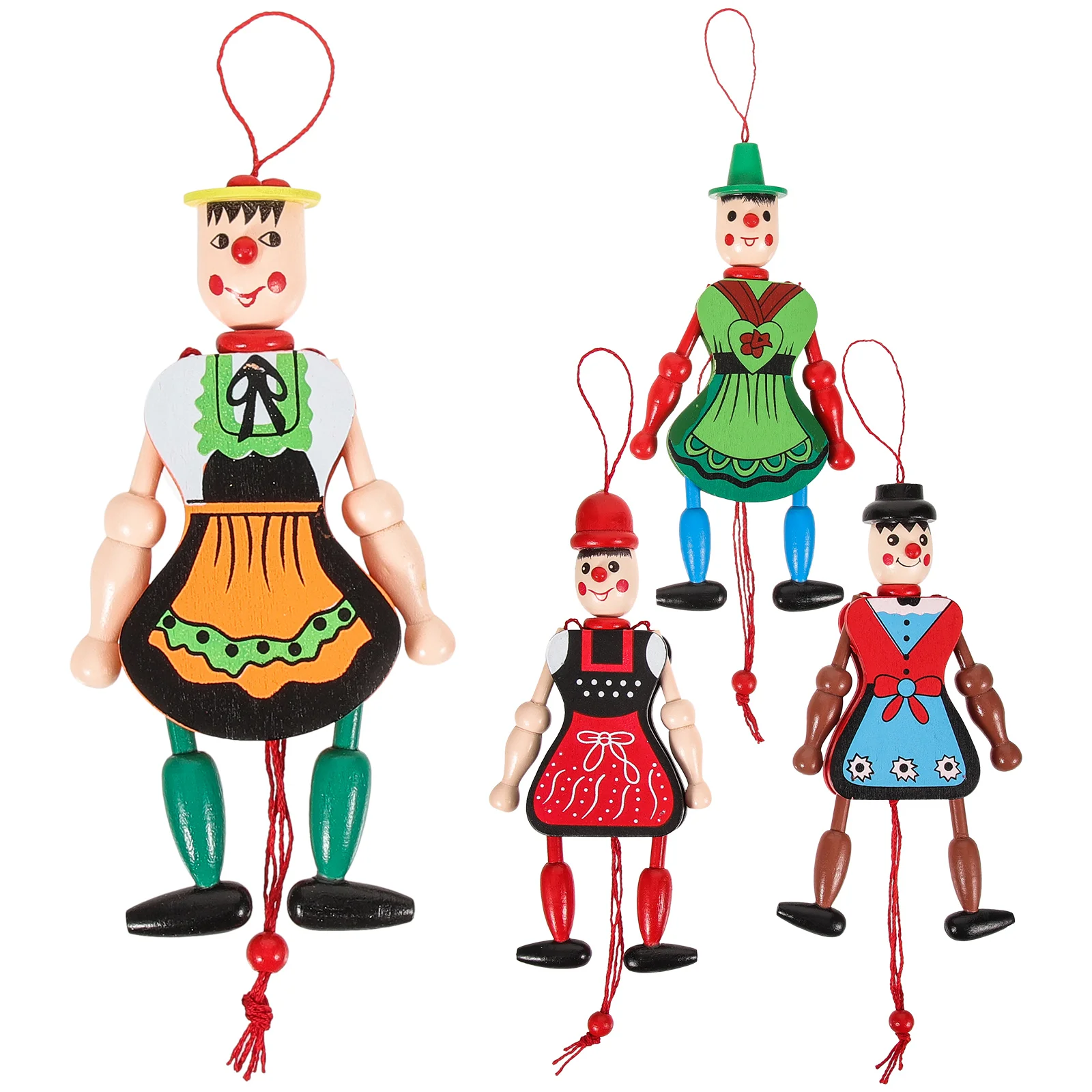 

4PCS Wooden Puppet Hanging Decoration Nutcrackers Ornament Christmas Tree Ornaments (Random Style)
