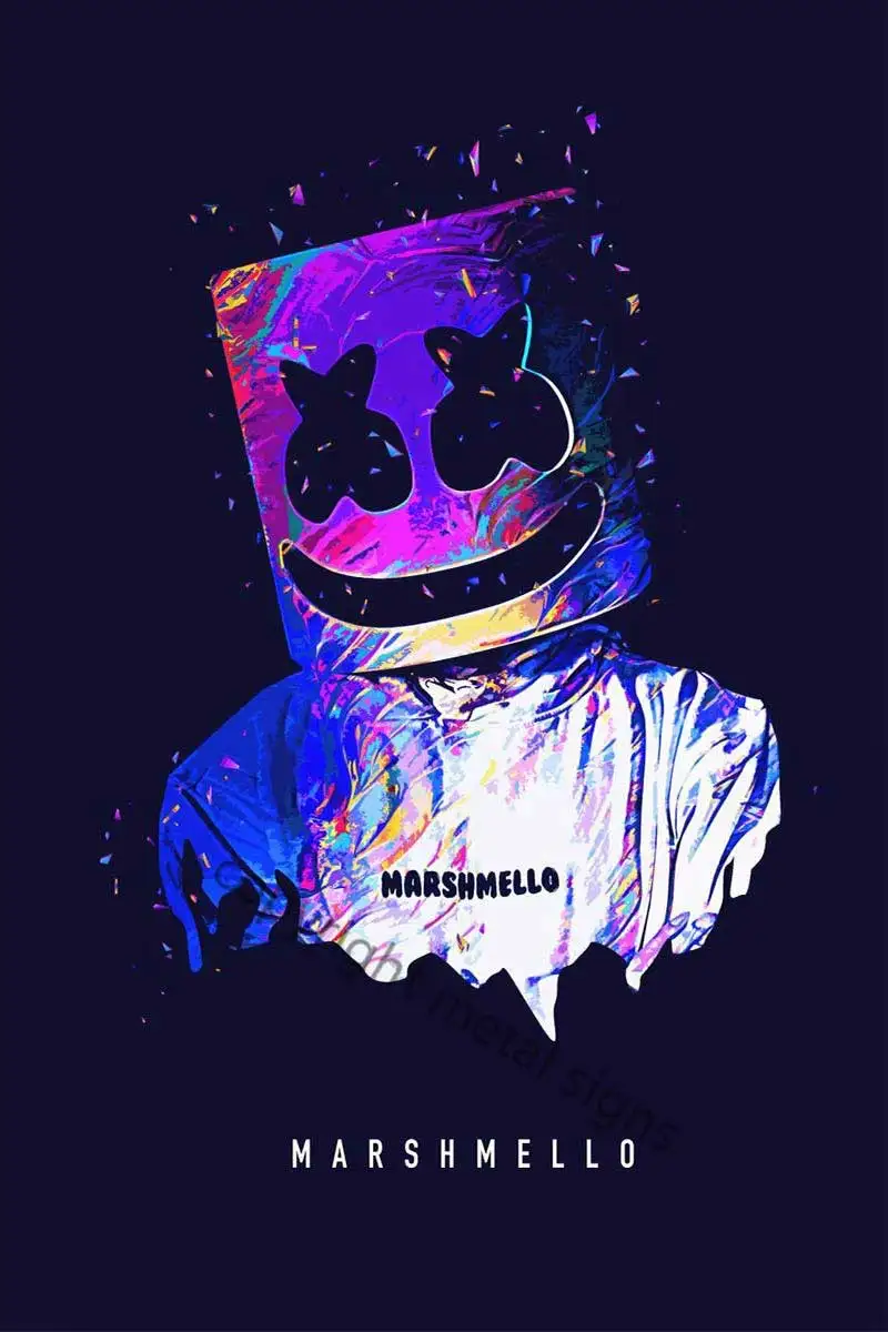 

Marshmello Ретро винтажные металлические вывески, Настенный декор, декор комнаты, неоновая вывеска для мужчин, пещера, кафе, паб, дома, клуба, без ...