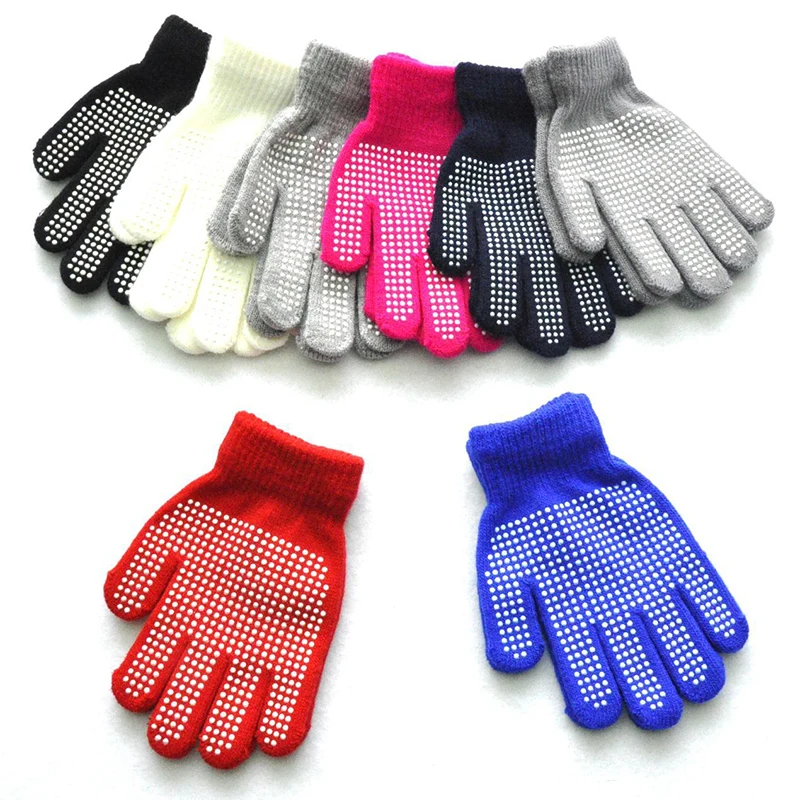 

Детские Нескользящие трикотажные перчатки, уличные Однотонные эластичные перчатки в горошек с офсетным принтом для мальчиков и девочек, перчатки для верховой езды