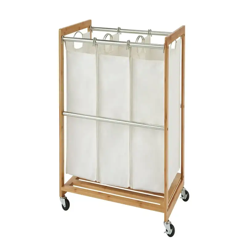 

3-Bag Laundry Sorter, Brown Laundry Baskets Laundry Storage & Organization
