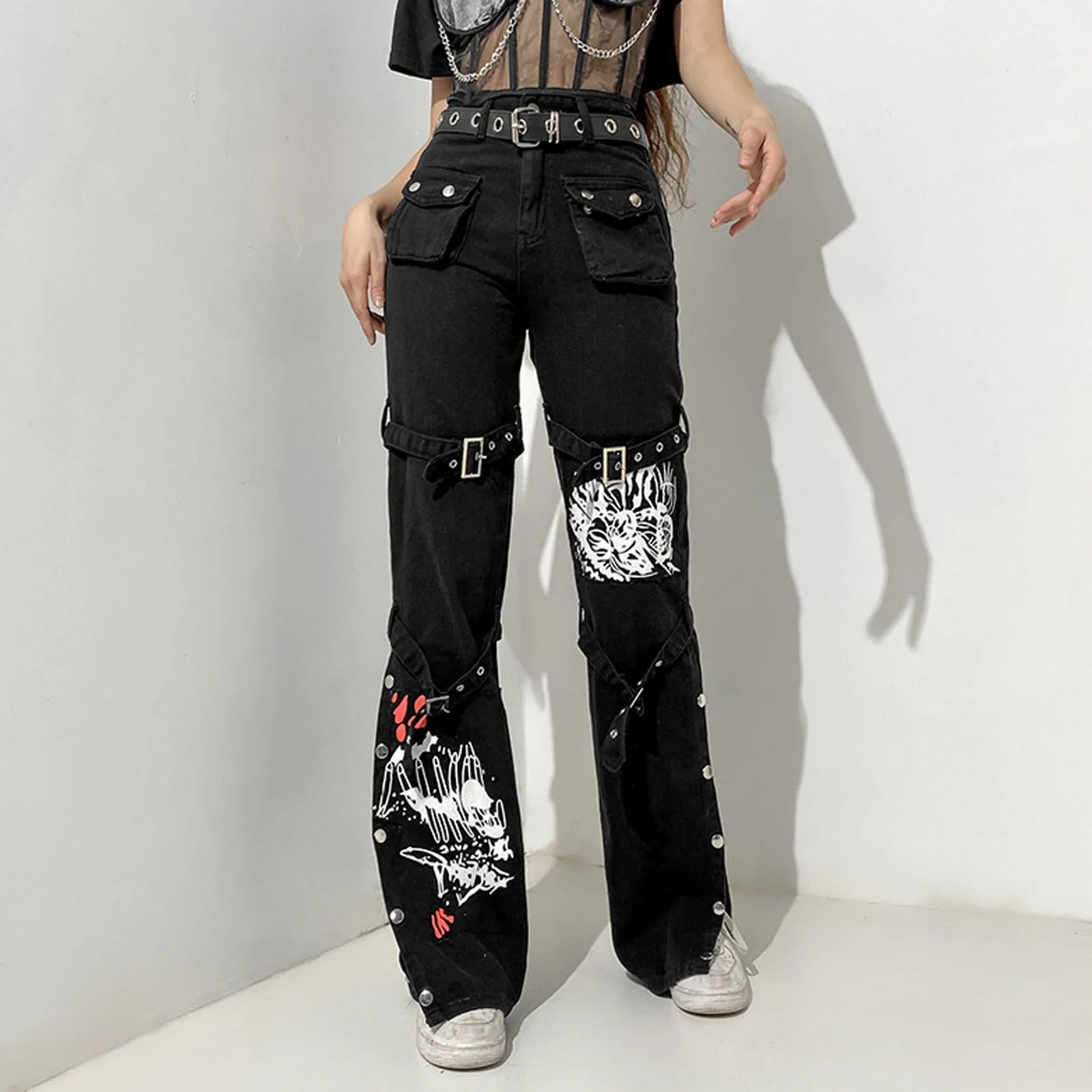 

Брюки-карго Женские Мешковатые, уличная одежда в стиле хип-хоп, корейские джоггеры, спортивные штаны в стиле Харадзюку, повседневные свободные брюки с широкими штанинами