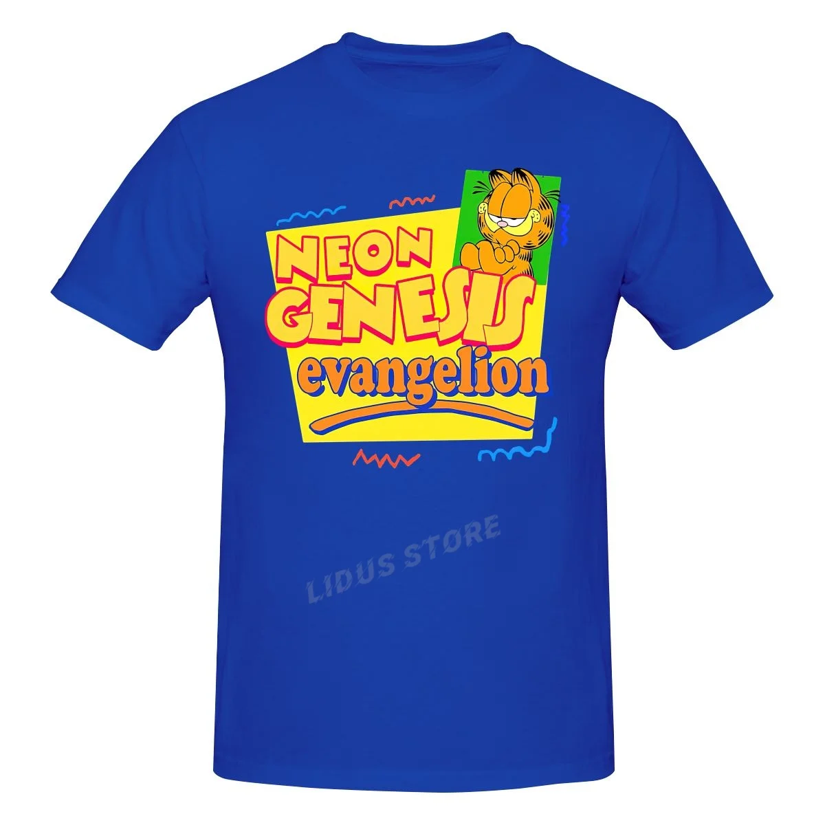 

Neon-Genesis-Evangelion-Meets-Garfield T shirt Harajuku Clothing Short Sleeve Cotton Streetwear Graphic Tshirt Tees