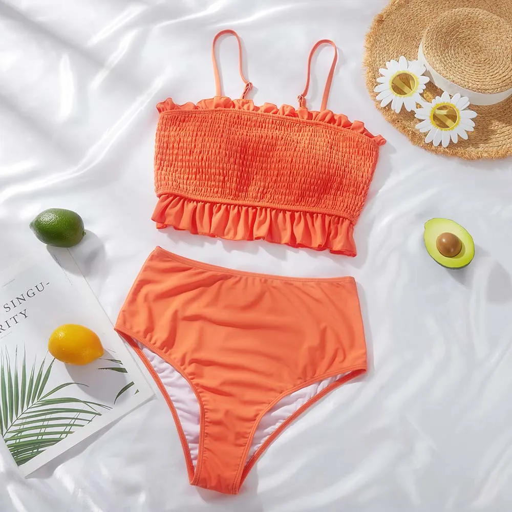 Женский купальник 2022 высокая талия женский сексуальный бандо бикини купальный